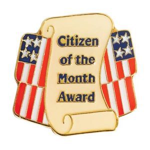 Image of Scroll and US Flag with words "Citizen of the Month Award"