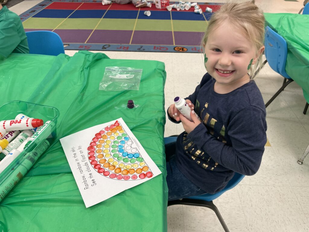 Mrs. Mary Catherine and Mrs. Kayla’s kindergarteners had a fun day celebrating St. Patrick’s Day early. They went through several centers based on the holiday.