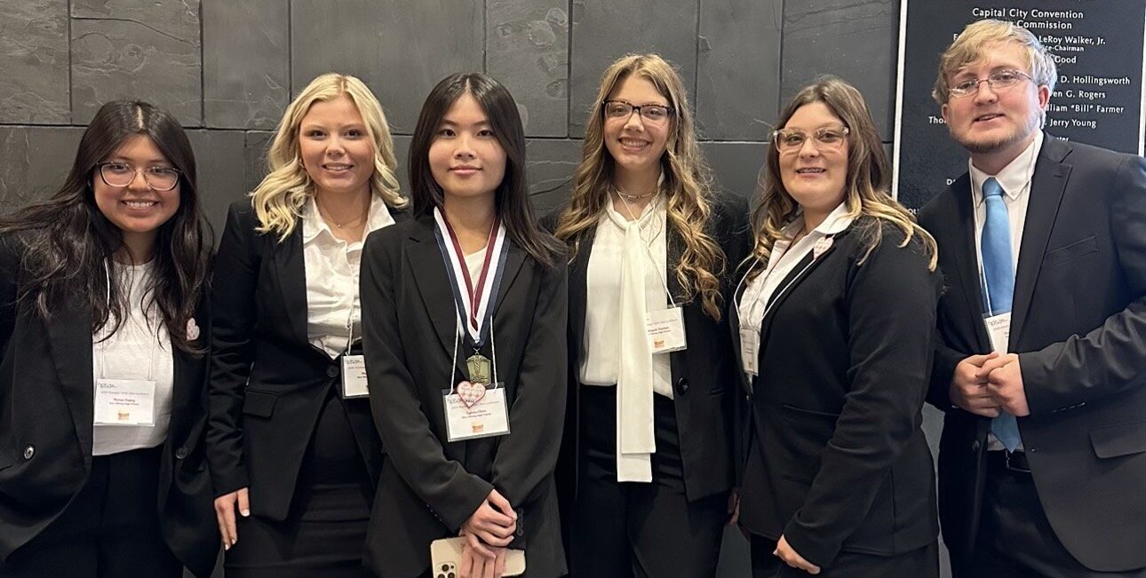 New Albany School of Career & Technical Education Health Science students participated in the HOSA (Health Occupations Students of America) State Competition in Jackson on March 28-30. Health Science II student, Sylvia Chen, placed 1st in Medical Assisting. April Voyles is the Health Science Instructor and HOSA advisor. Pictured are (l-r): Maria Lopez, Maggie Dix, Sylvia Chen, Abigail Fulcher, Elianna Kiddy, and Nathan Goodson.