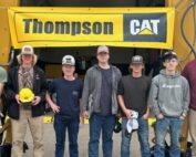 New Albany School of Career & Technical Education Automotive I & II students had the opportunity to compete in the Thompson Machinery CAT Competition. Pictured is (l-r): Riley Porter, 3rd place; Jackson Meadows, 4th place; Dalton Whiteside, Jackson Pounders, 1st place; Reed Taylor, 2nd place; Eli Hill and Automotive I & II Instructor, Jonathan Garrison.